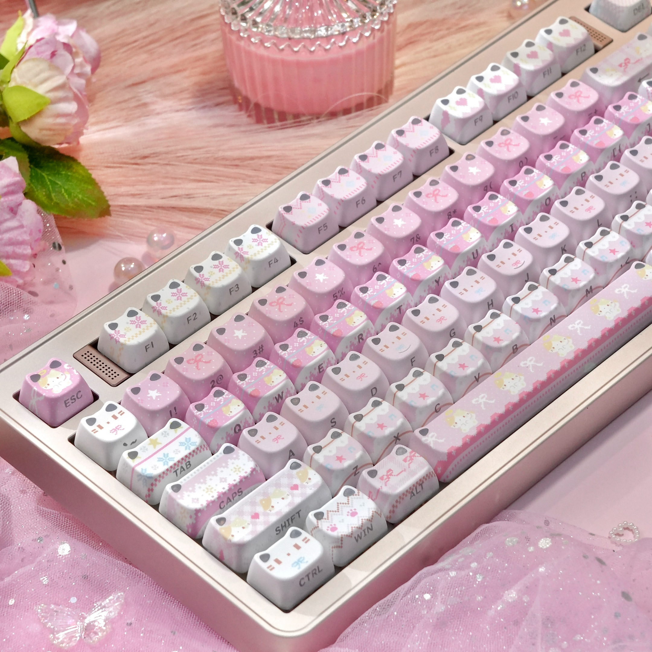 猫尔本MAO侧刻可爱双色透光机械键盘键帽75/80/98/108热升华键帽