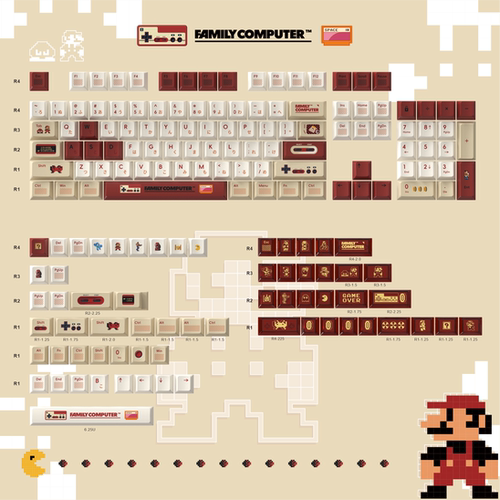 Maorbeng/猫尔本红白机原厂高度141键热升华加26键PC透明混拼键帽