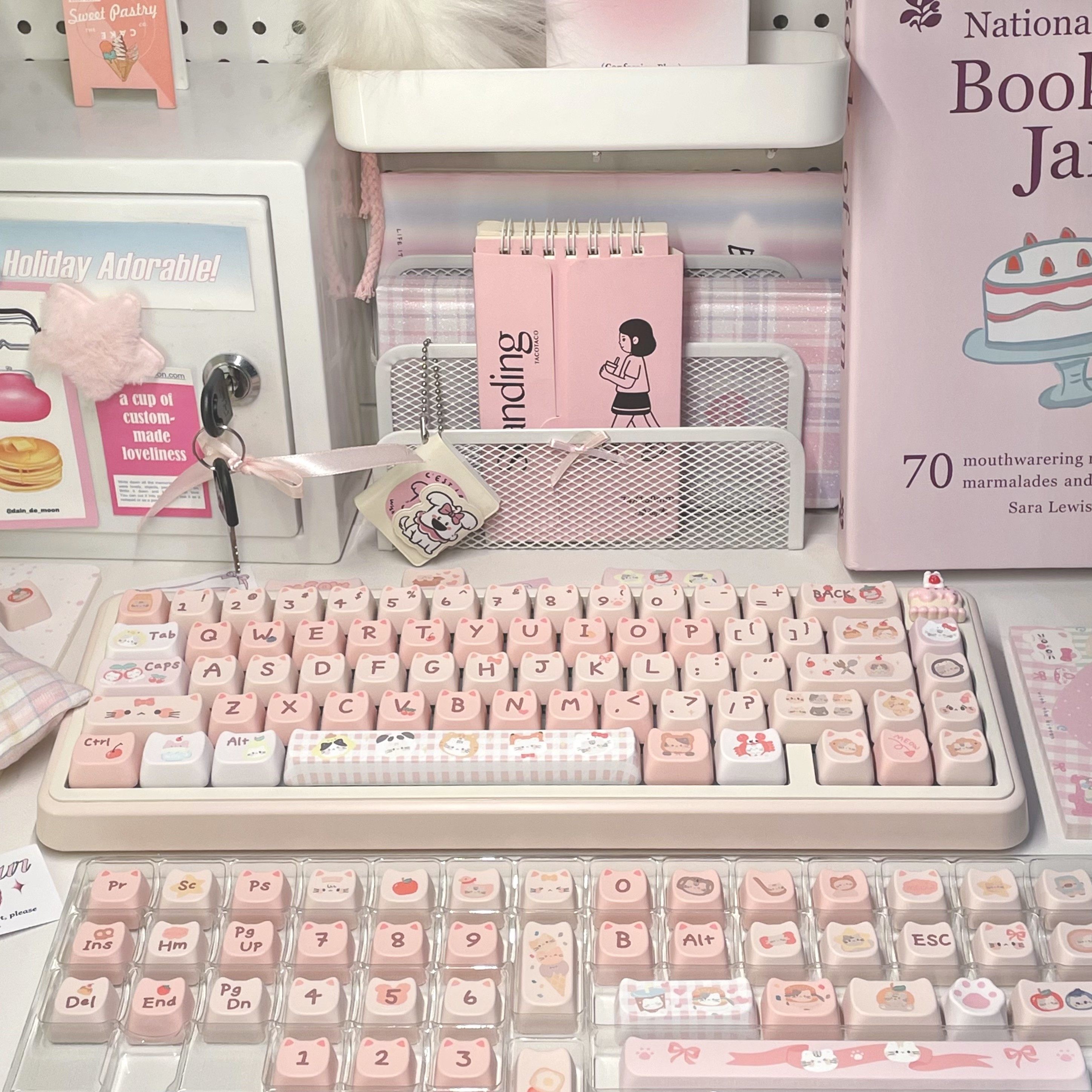 MAORBENG CAT ERBEN MAO HEIGHT HEAD COVER MEOW MEOW 140PCS CUTE CROSS SUBLIMATION MECHANICAL KEYBOARD KEYCAPS