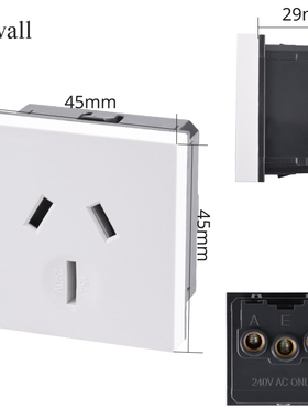 45型卡式澳式插座模块 新西兰墙壁 机柜 机箱 桌面电源插座功能键