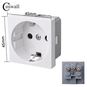 墙壁机柜机箱 插座 桌面电源插座功能键 欧标插座模块德式 45型卡式