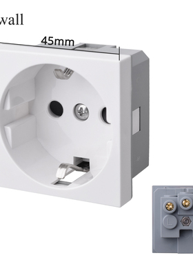 45型卡式欧标插座模块德式插座 墙壁机柜机箱 桌面电源插座功能键