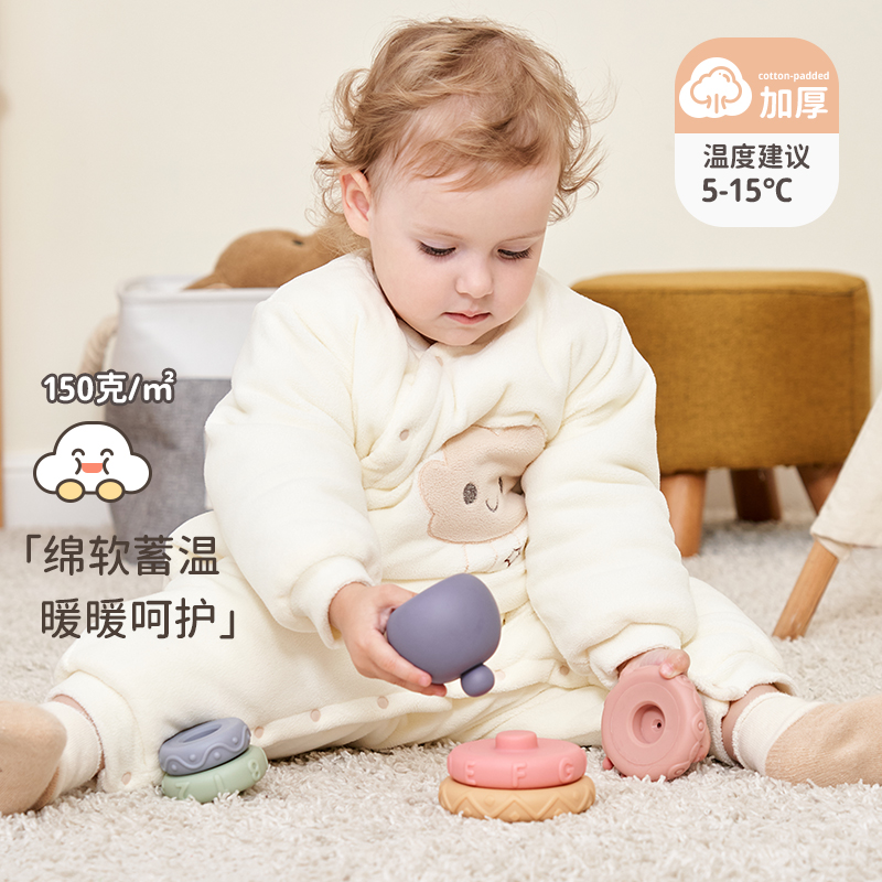 夹棉连体衣新生儿摇粒绒保暖加厚