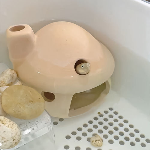 蘑菇屋乌龟躲避屋陶瓷睡觉窝高颜值乌龟洞穴鱼缸造景装饰摆件陶罐