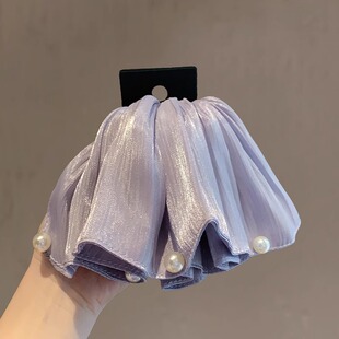 2025新款 后脑勺盘发发夹马尾夹子发饰头饰 高级感珍珠褶皱抓夹女款