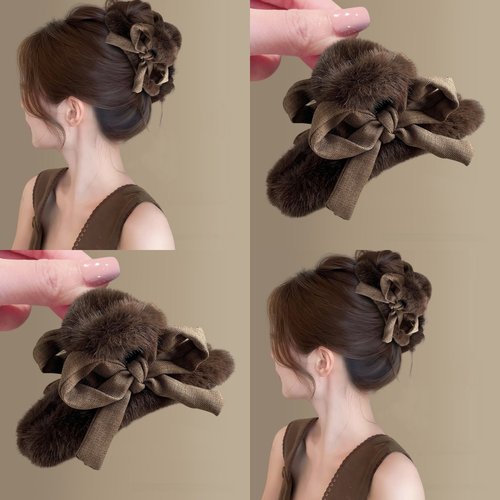 秋冬气质兔毛蝴蝶结抓夹