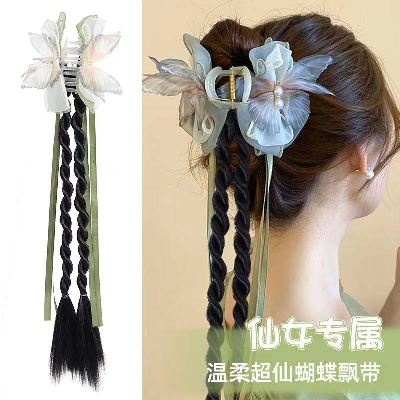 蝴蝶飘带仿真假发辫抓夹气质高端长辫可爱拳击麻花辫少女发夹头饰,饰品/流行首饰/时尚饰品新,发饰,淘宝优惠券,粉丝福利购,淘宝优惠卷