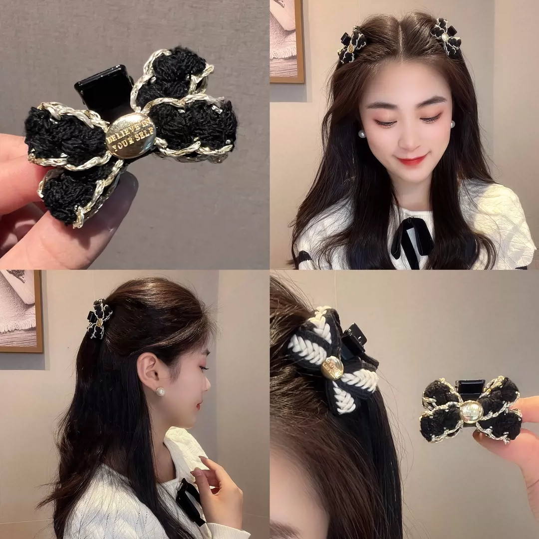蝴蝶结小香风抓夹女侧边毛线发夹2023新款刘海发卡公主头夹子头饰,饰品/流行首饰/时尚饰品新,发饰,淘宝优惠券,粉丝福利购,淘宝优惠卷