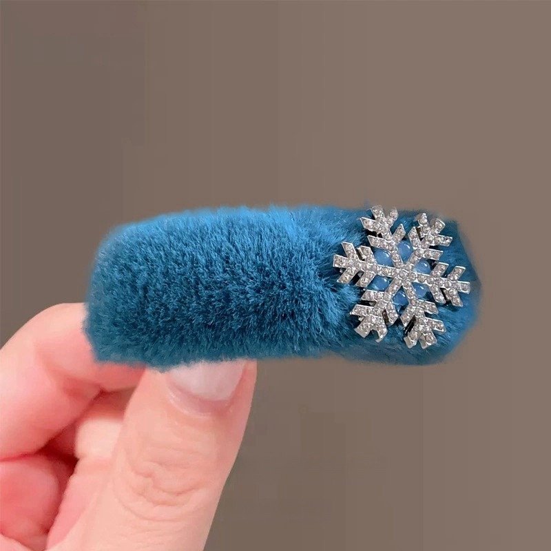 冬日氛围感雪花毛毛绒发夹