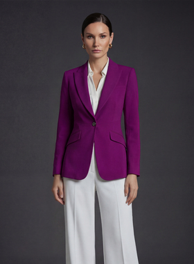 BRANDBYMEI职场精英通勤律师凯特深紫色中长款修身西装外套