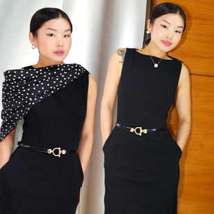 经典瑞秋裙律政精英黑色醋酸混纺连衣裙