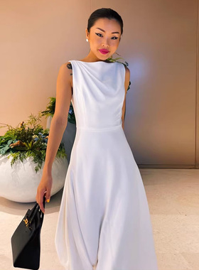 BRAND BYMEI红色连衣裙高级感别致惊艳高端一字领小黑裙