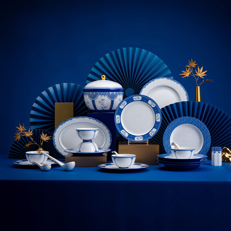 龙珠阁锦绣青花陶瓷餐具套装