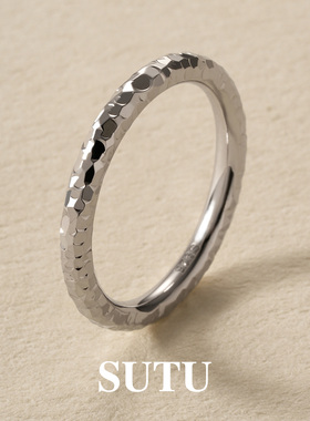 素图爆闪碎冰冰戒指925银搭配女