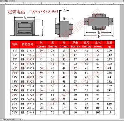 纯铜电源变压器 DB-20VA/W 220V转6V/9V/12V/15V/18V/24V/36V单双