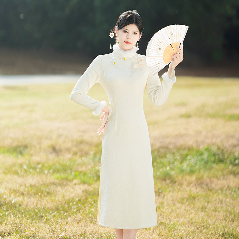 挽苏新中式旗袍2025新款改良年轻款少女高贵气质小个子日常连衣裙