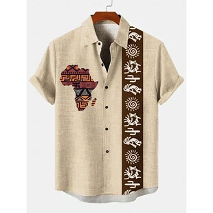 男提花宽松非洲部落3D印花短袖上衣3D Print African Tribal Top