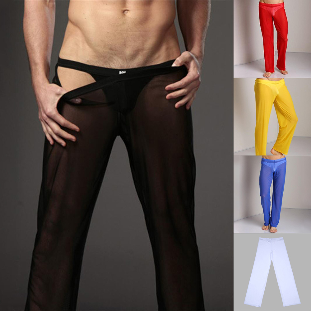 Solid color mesh straight tube men's pants纯色网纱直筒长裤男