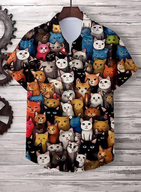 3D digital printed short sleeved shirt 男士3D数码印花短袖衫