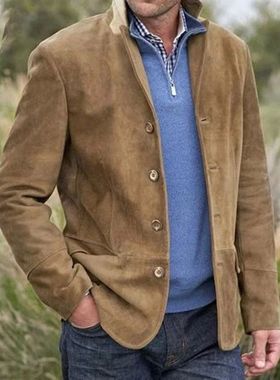 Men's slim fitting lapel suit jacket男士纯色修身翻领西装外套