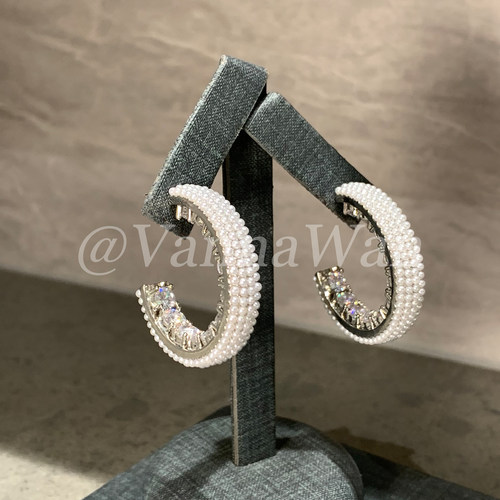 VanWan 高定.小米珠珠C圈内镶闪钻耳圈