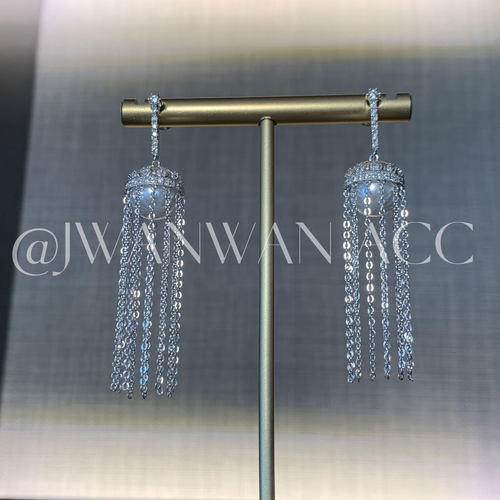 VanWan 一帘幽梦.设计师海珠流苏长耳环01ED2688AN