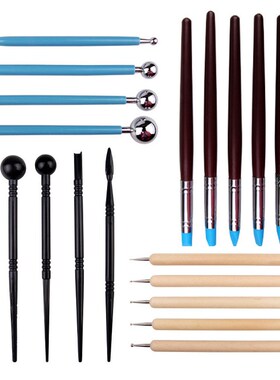 跨境新款陶艺泥塑工具压痕笔硅胶笔多款多功能雕刻组合套装