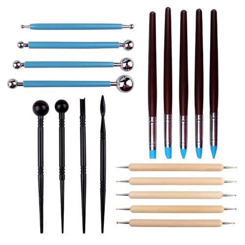 跨境新款陶艺泥塑工具压痕笔硅胶笔多款多功能雕刻组合套装