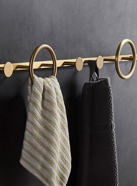 卫生间 黄铜壁挂衣钩 卧室创意门后衣帽钩浴室衣帽架玄关排钩挂钩