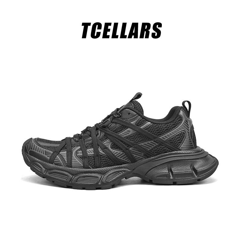 TCELLARS秋冬季小眾設(shè)計(jì)百搭日系老爹鞋男款純黑色輕奢簡約風(fēng)潮鞋