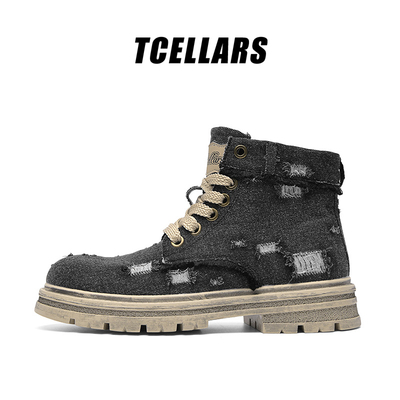 TCELLARS户外厚底牛仔马丁靴男