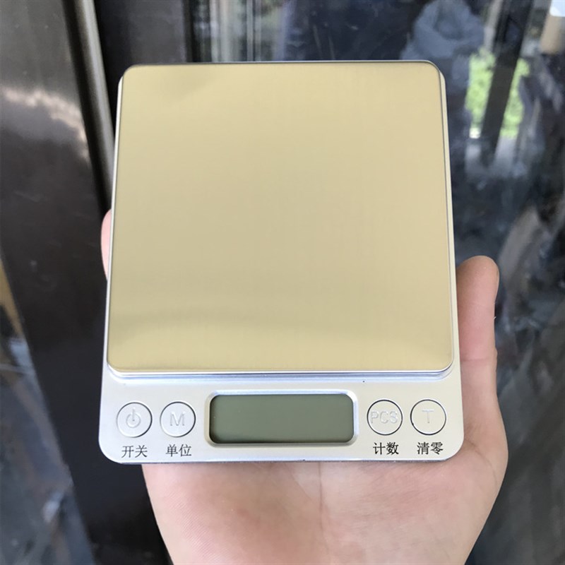 家用电子秤 I2000厨房秤 7号电池电子称 不锈钢口袋珠宝秤带托盘