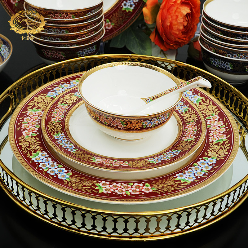 骨瓷碗碟套装高级感家用2024新款中式高档轻奢餐具乔迁送礼碗盘子,餐饮具,餐具瓷器套装,淘宝优惠券,粉丝福利购,淘宝优惠卷