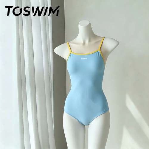 【样衣清仓-海盐蜜瓜】TOSWIM泳衣女连体细肩带三角无袖性感露背