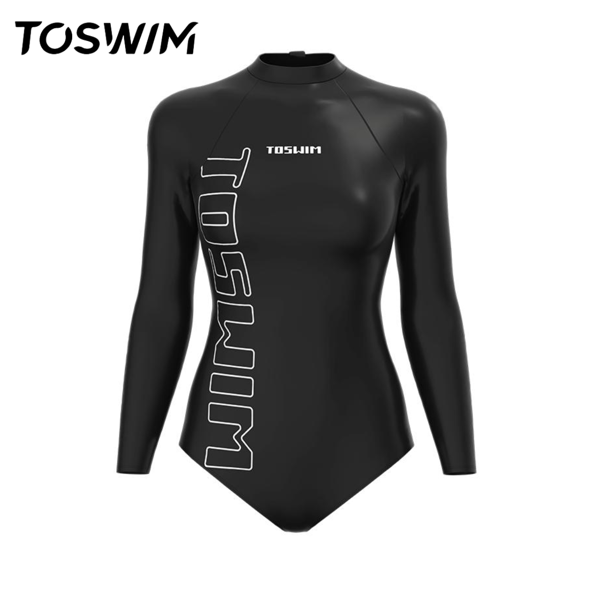 【样衣清仓-简约字母】TOSWIM拓胜正品连体泳衣女长袖潜水冲浪服