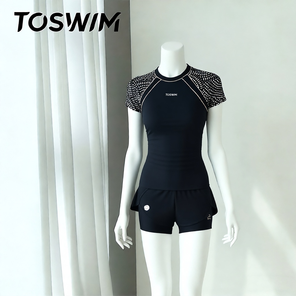 【样衣清仓-夜海繁星】TOSWIM拓胜正品泳衣女分体平角短袖游泳衣