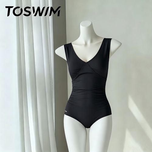 【样衣清仓-深V侧带】TOSWIM拓胜正品泳衣女士连体三角竞速泳装