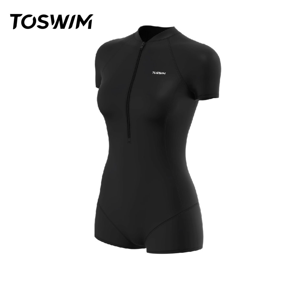 【样衣清仓-至黯珠光】TOSWIM拓胜正品女士泳衣连体平角短袖竞速