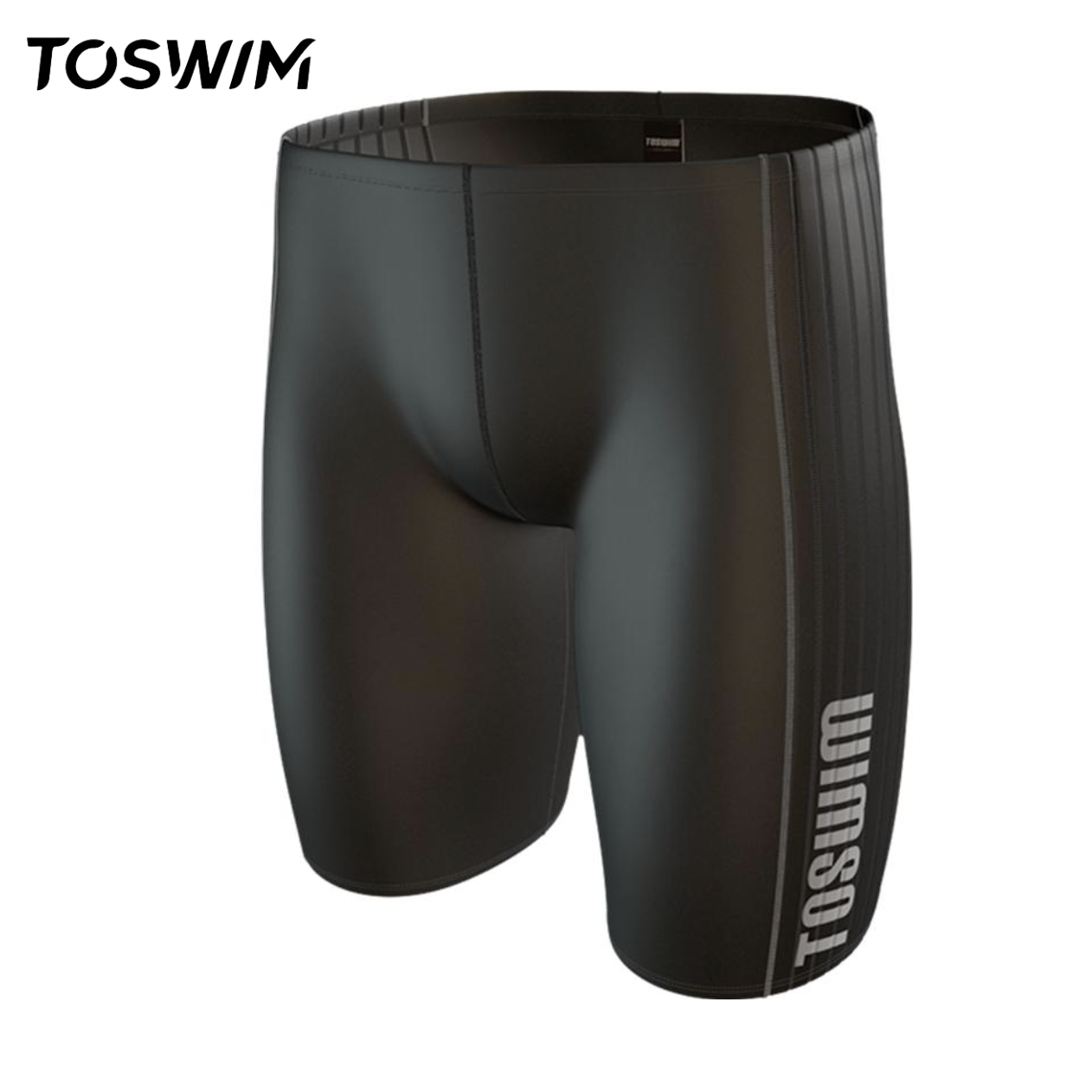 【样衣清仓-及膝墨鱼黑】TOSWIM拓胜正品专业男士泳裤游泳裤温泉