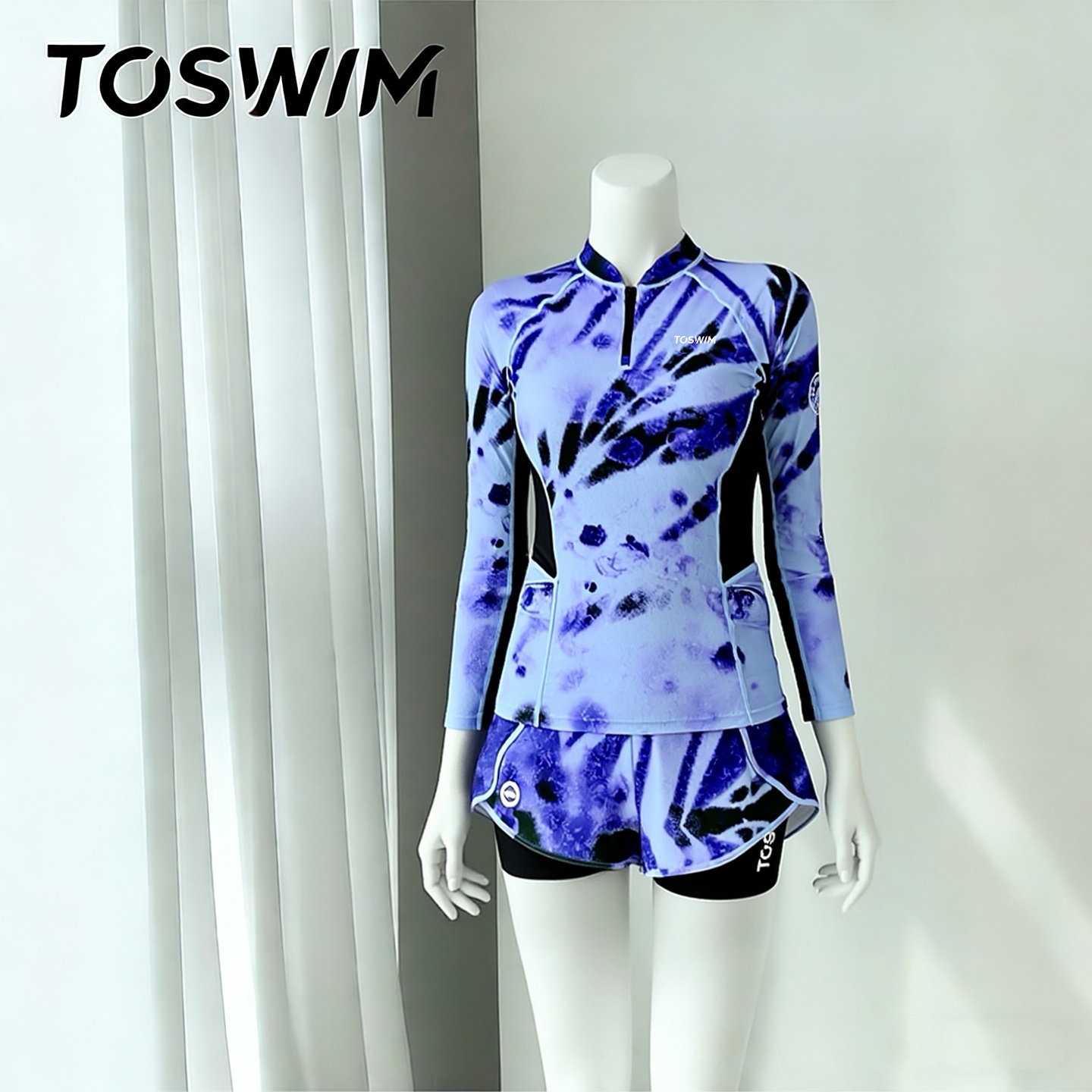 【样衣清仓-光之暗面】TOSWIM分体泳衣女温泉游泳衣长袖防晒泳装