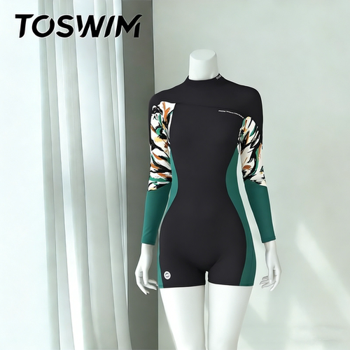 TOSWIM连体长袖平角泳衣女高级感