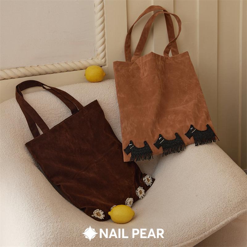 钉梨原创小众复古钉珠丝绒单肩包