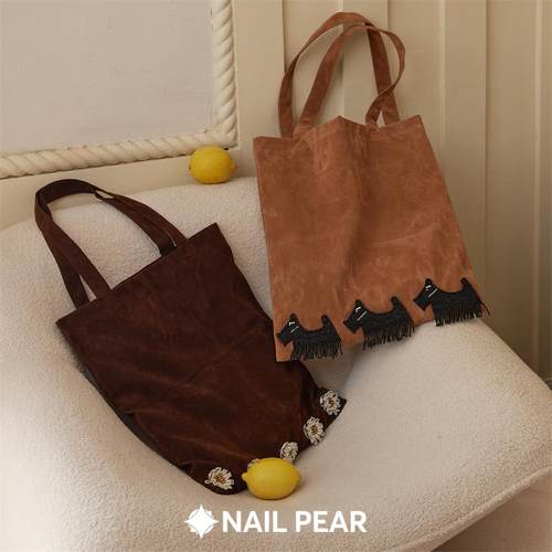 钉梨原创小众复古钉珠丝绒单肩包