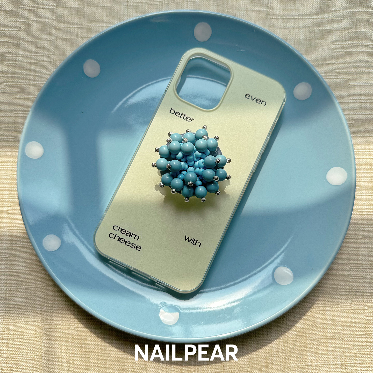 NP钉梨「蓝色烟花」系列独立设计复古串珠流苏灵动粘贴式手机支架