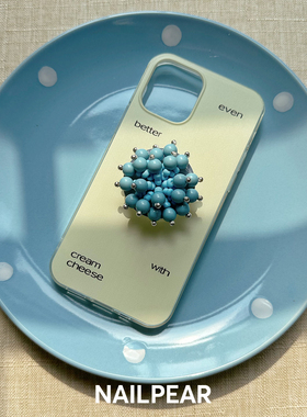 NP钉梨「蓝色烟花」系列独立设计复古串珠流苏灵动粘贴式手机支架