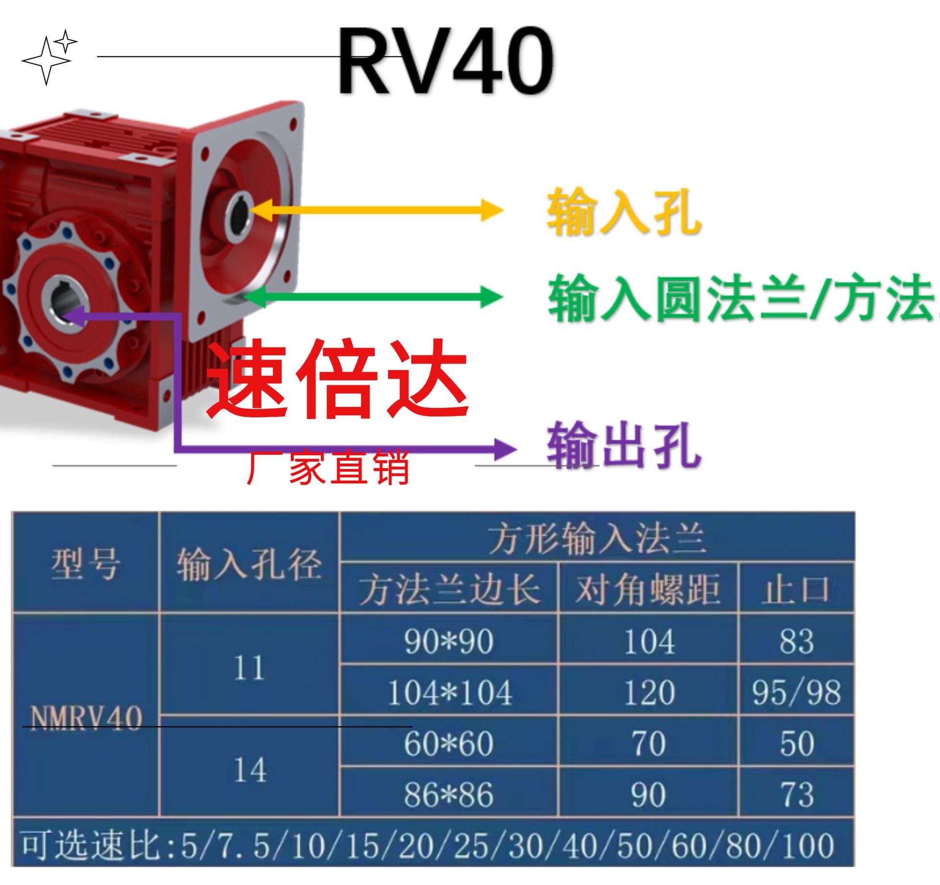 NMRV步进电机伺服蜗轮蜗杆减速机RV40减速机台