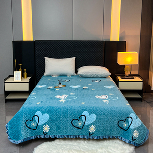 冬季温馨牛奶绒榻榻米专用床盖绗缝炕盖夹棉保暖儿童床单防滑