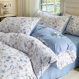 A类有氧提花法式 2024新款 秒杀 亲肤印花水洗棉四件套 大爆款