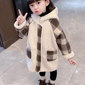 加绒中长款 洋气儿童毛呢加厚大衣宝宝冬装 2024新款 女童外套秋冬款