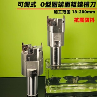 CNC加工中心可调式双刃环形O型圈圆弧粗镗端面镗刀密封圈卡槽沟槽